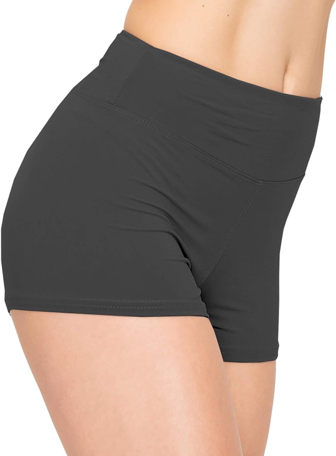 FlexPant™: Premium High RIse Soft Solid Stretch Women's Workout Yoga Shorts - Your Essential for Cheerleading, Running, Dance, and Volleyball