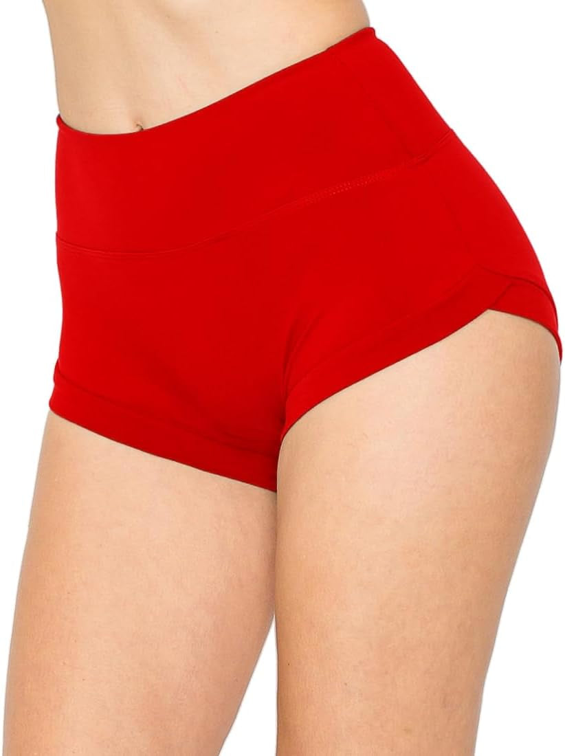 FlexPant™: Premium High RIse Soft Solid Stretch Women's Workout Yoga Shorts - Your Essential for Cheerleading, Running, Dance, and Volleyball