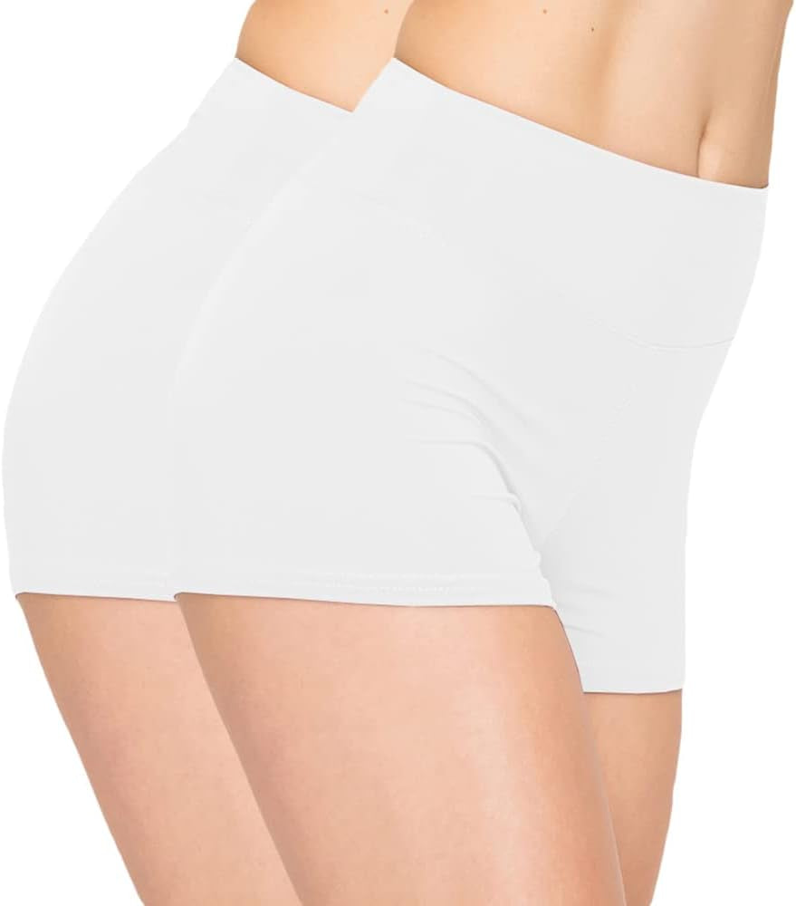 FlexPant™: Premium High RIse Soft Solid Stretch Women's Workout Yoga Shorts - Your Essential for Cheerleading, Running, Dance, and Volleyball