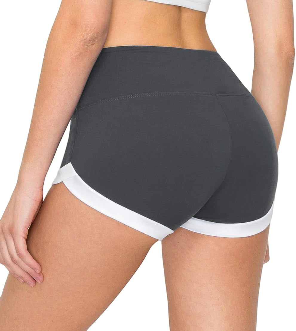 FlexPant™: Premium High RIse Soft Solid Stretch Women's Workout Yoga Shorts - Your Essential for Cheerleading, Running, Dance, and Volleyball