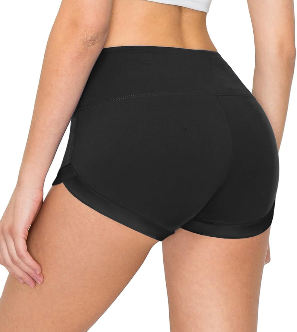 FlexPant™: Premium High RIse Soft Solid Stretch Women's Workout Yoga Shorts - Your Essential for Cheerleading, Running, Dance, and Volleyball