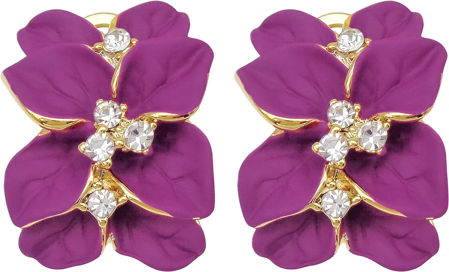 Gilded Garden™: 18K Gold Plated Enamel Leaf & Flower Earrings
