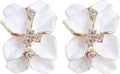 Gilded Garden™: 18K Gold Plated Enamel Leaf & Flower Earrings