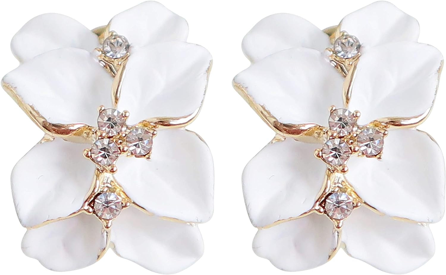 Gilded Garden™: 18K Gold Plated Enamel Leaf & Flower Earrings