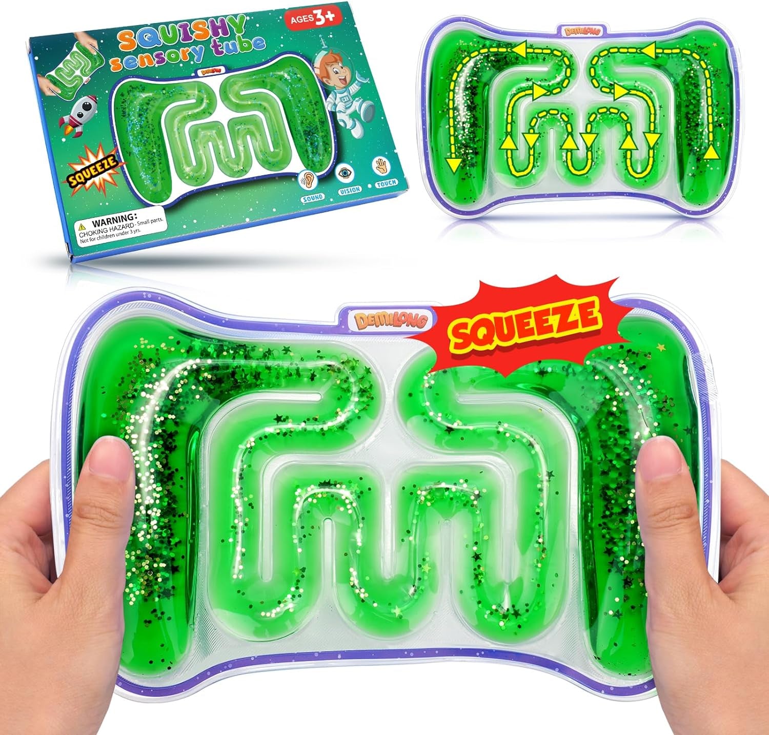 GooGlimmer™: Squishy Sensory Tube - Colorful Goo and Glitter Fidget Toy for Kids with Autism, ADHD - Perfect Goodie Bag and Easter Basket Stuffer