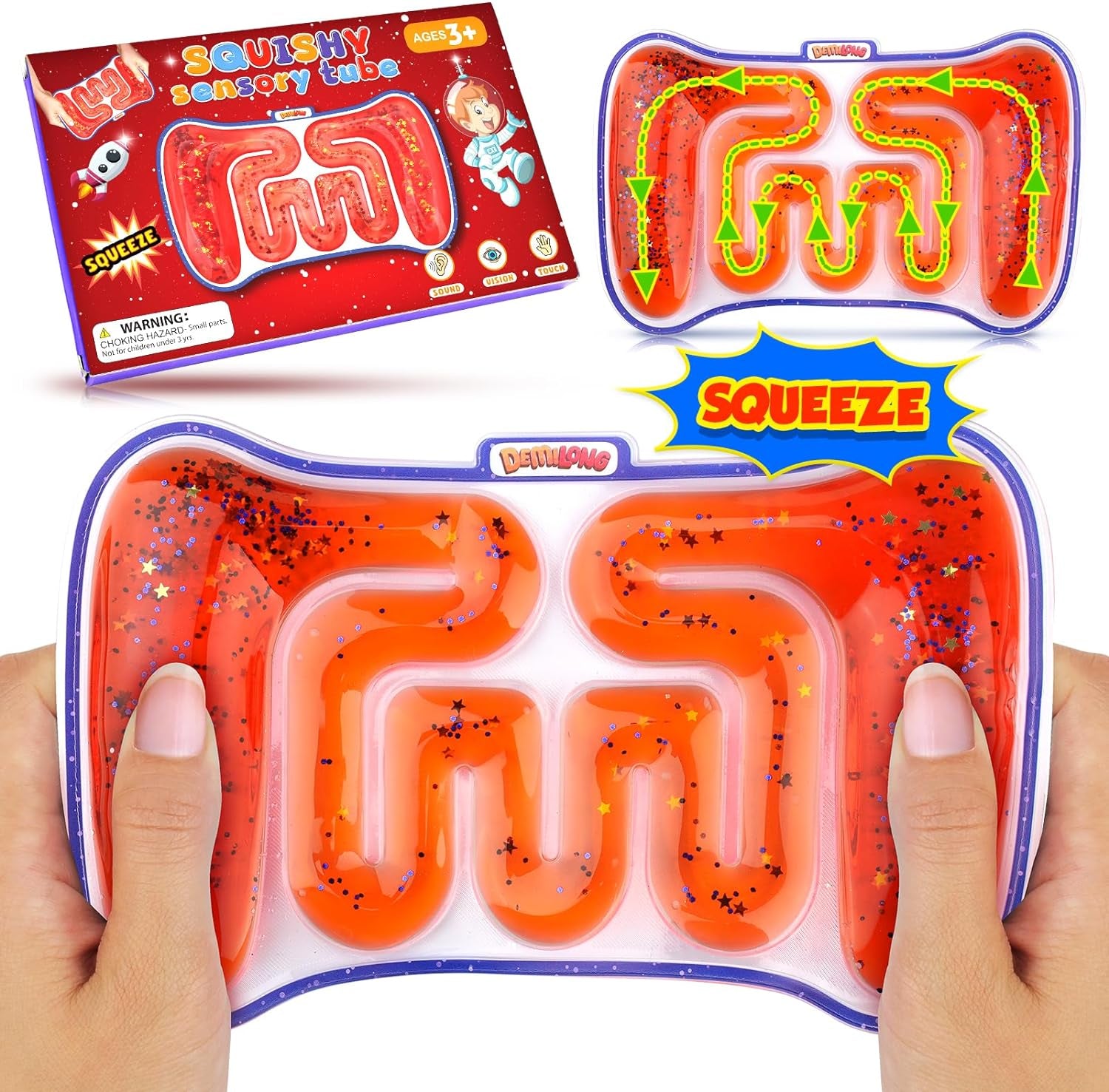 GooGlimmer™: Squishy Sensory Tube - Colorful Goo and Glitter Fidget Toy for Kids with Autism, ADHD - Perfect Goodie Bag and Easter Basket Stuffer