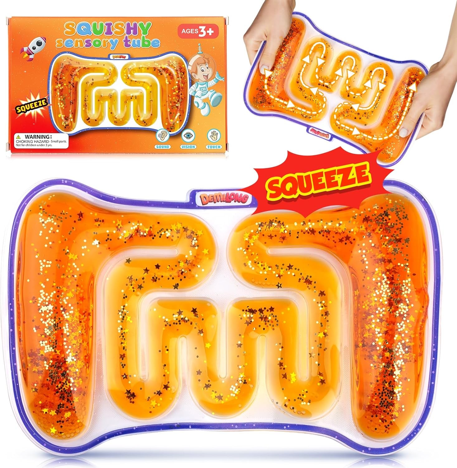 GooGlimmer™: Squishy Sensory Tube - Colorful Goo and Glitter Fidget Toy for Kids with Autism, ADHD - Perfect Goodie Bag and Easter Basket Stuffer