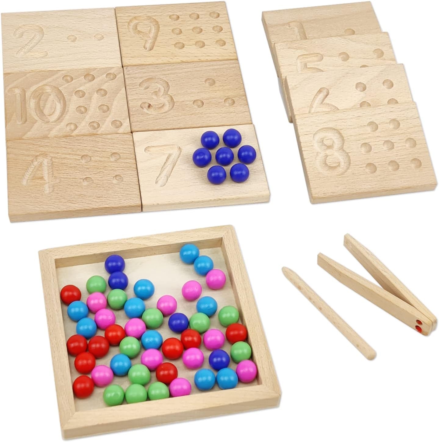 NumBoard™: Wooden Number Tracing & Counting Set - Montessori Math Learning Toy for Toddlers