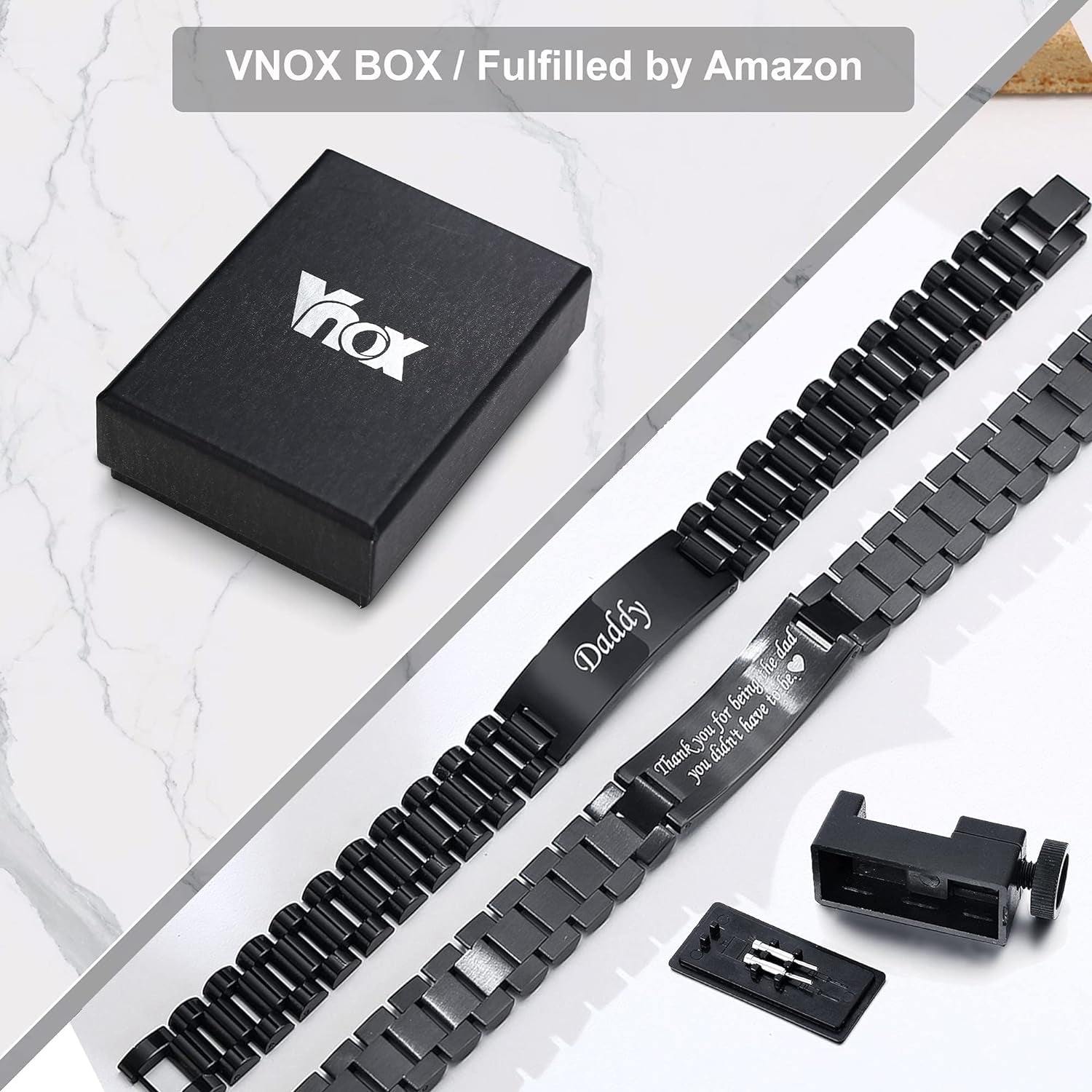 Bold Elegance™: Masculine Stainless Steel Watch Band Bracelet - Personalized Jewelry for Dad, Husband, or Boyfriend