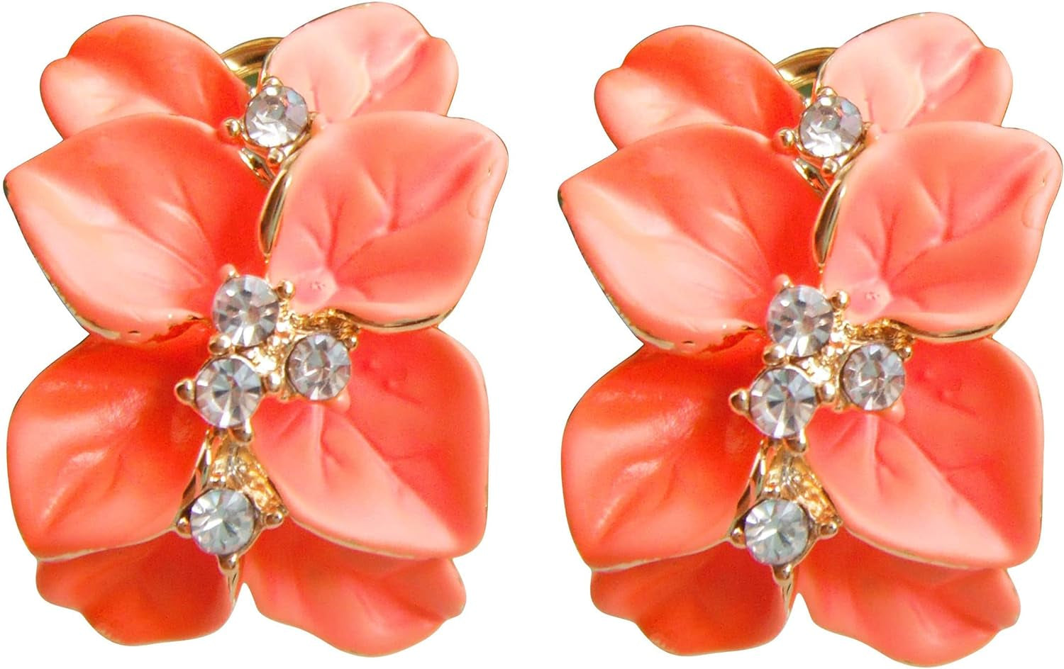 Gilded Garden™: 18K Gold Plated Enamel Leaf & Flower Earrings