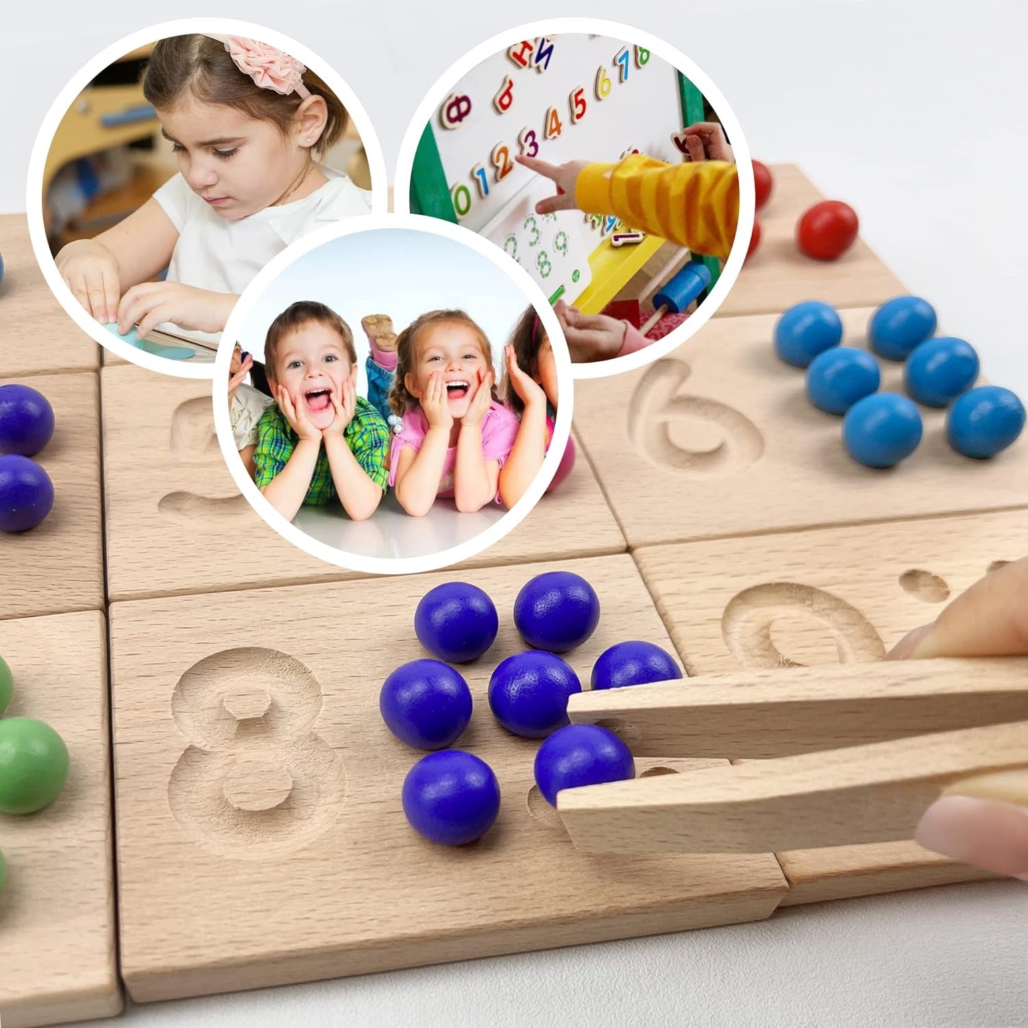 NumBoard™: Wooden Number Tracing & Counting Set - Montessori Math Learning Toy for Toddlers