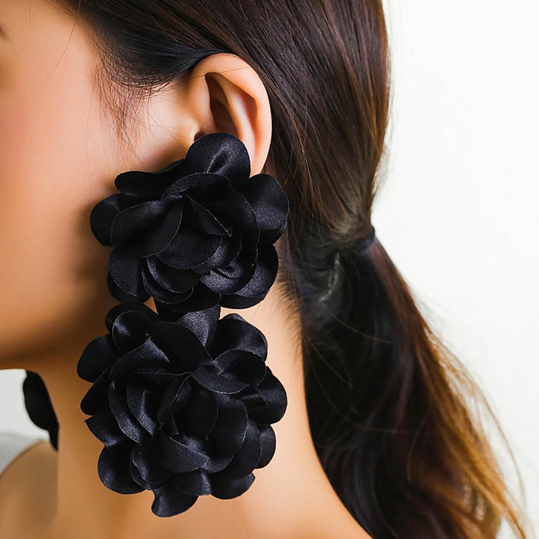  Fabric Flower Earrings Stud Oversized Dangle Earrings 