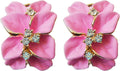 Gilded Garden™: 18K Gold Plated Enamel Leaf & Flower Earrings