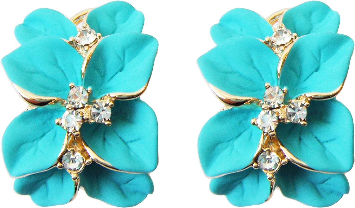 Gilded Garden™: 18K Gold Plated Enamel Leaf & Flower Earrings