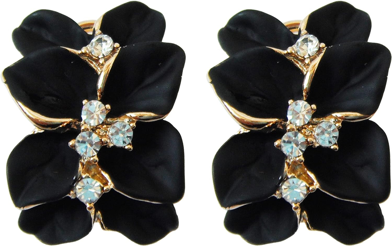 Gilded Garden™: 18K Gold Plated Enamel Leaf & Flower Earrings