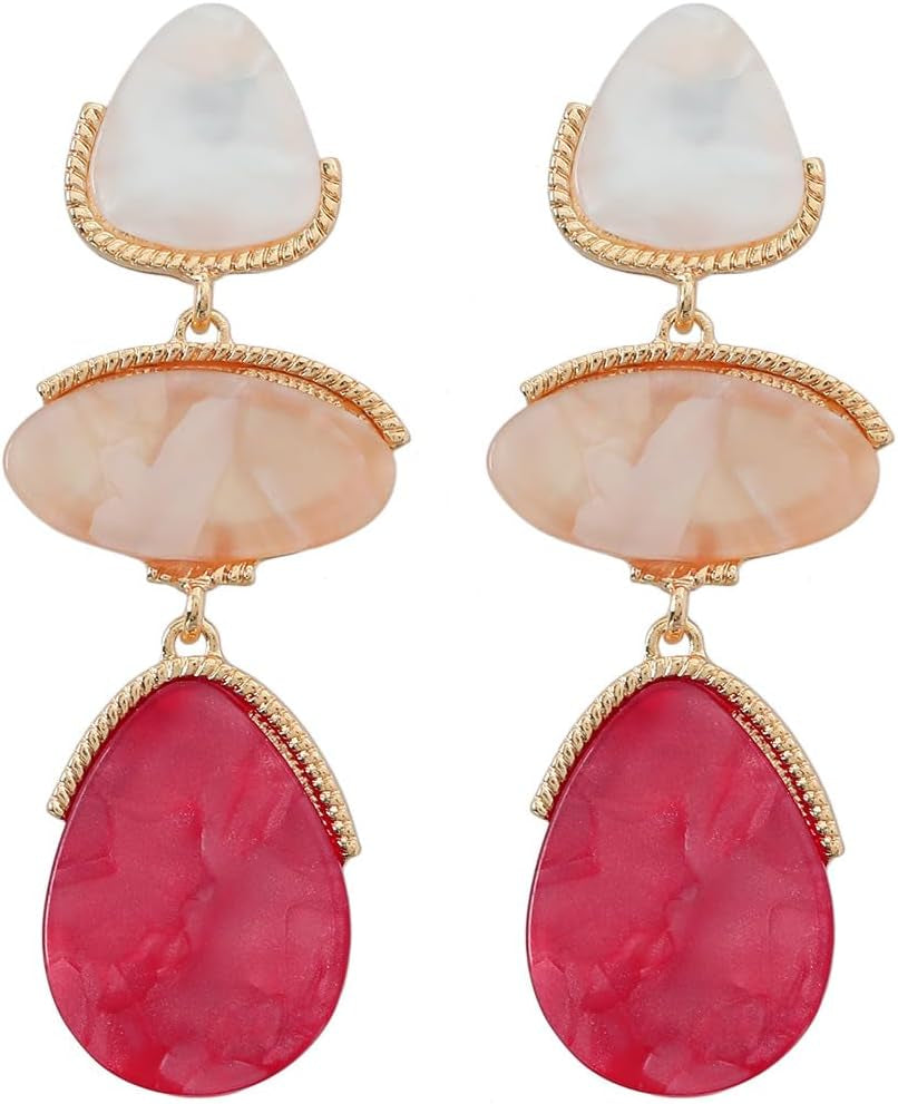 Pink Perfection™: Acrylic Geometric Multilayer Earrings