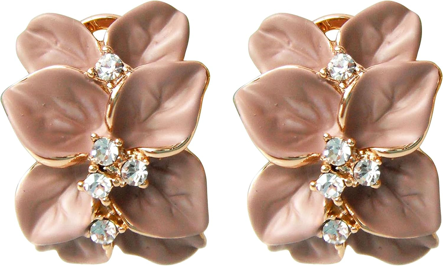 Gilded Garden™: 18K Gold Plated Enamel Leaf & Flower Earrings