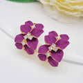 Gilded Garden™: 18K Gold Plated Enamel Leaf & Flower Earrings
