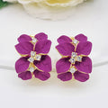Gilded Garden™: 18K Gold Plated Enamel Leaf & Flower Earrings