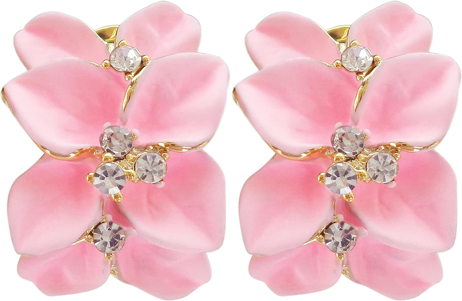 Gilded Garden™: 18K Gold Plated Enamel Leaf & Flower Earrings