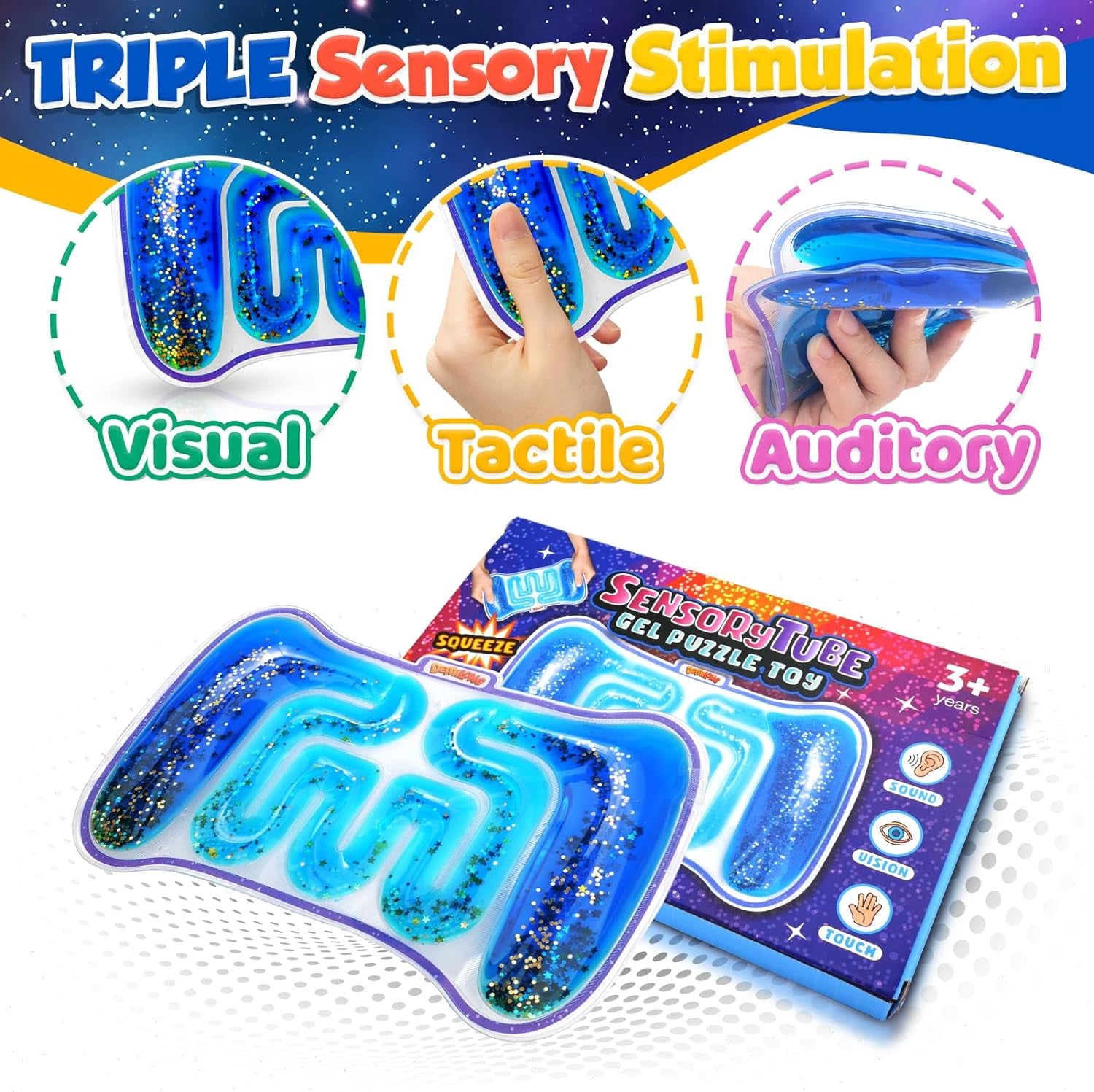 GooGlimmer™: Squishy Sensory Tube - Colorful Goo and Glitter Fidget Toy for Kids with Autism, ADHD - Perfect Goodie Bag and Easter Basket Stuffer