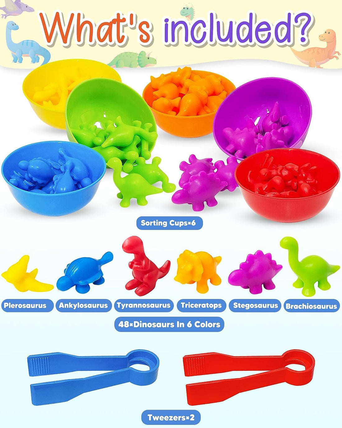 DinoCount™: Montessori Counting Dinosaurs - Educational Learning Toys for Kids Ages 2-8, Perfect Birthday Sensory Gift