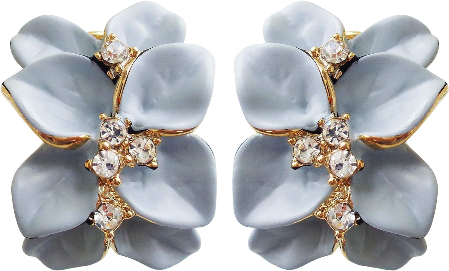 Gilded Garden™: 18K Gold Plated Enamel Leaf & Flower Earrings