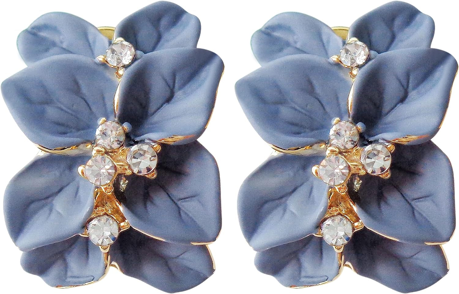 Gilded Garden™: 18K Gold Plated Enamel Leaf & Flower Earrings