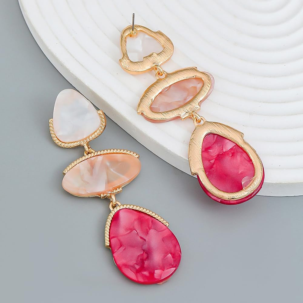 Pink Perfection™: Acrylic Geometric Multilayer Earrings