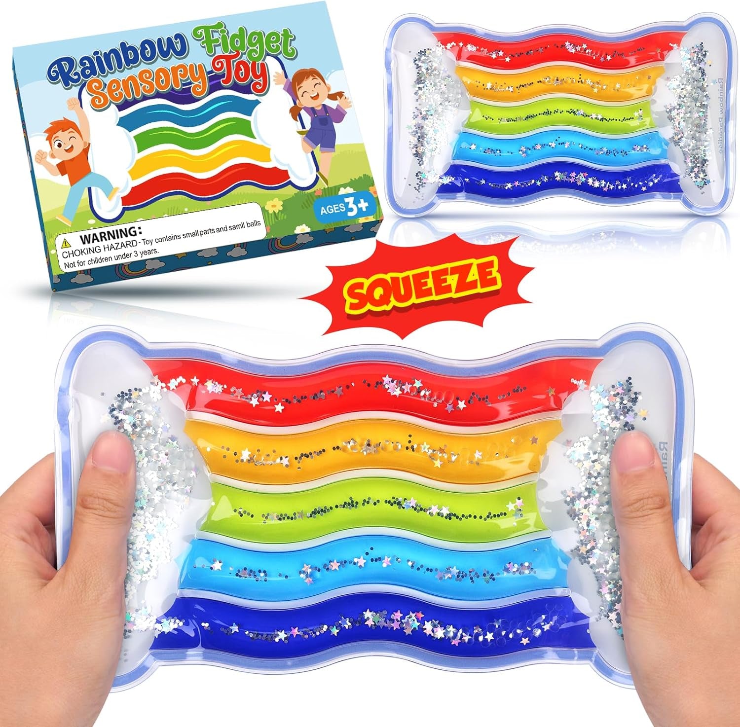 GooGlimmer™: Squishy Sensory Tube - Colorful Goo and Glitter Fidget Toy for Kids with Autism, ADHD - Perfect Goodie Bag and Easter Basket Stuffer