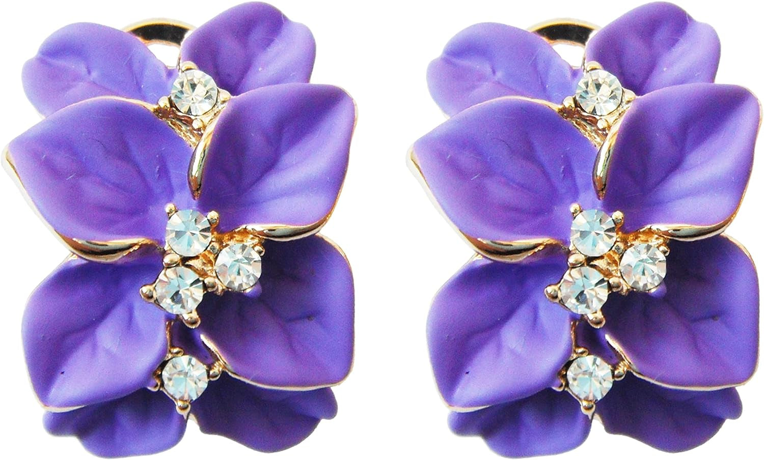 Gilded Garden™: 18K Gold Plated Enamel Leaf & Flower Earrings