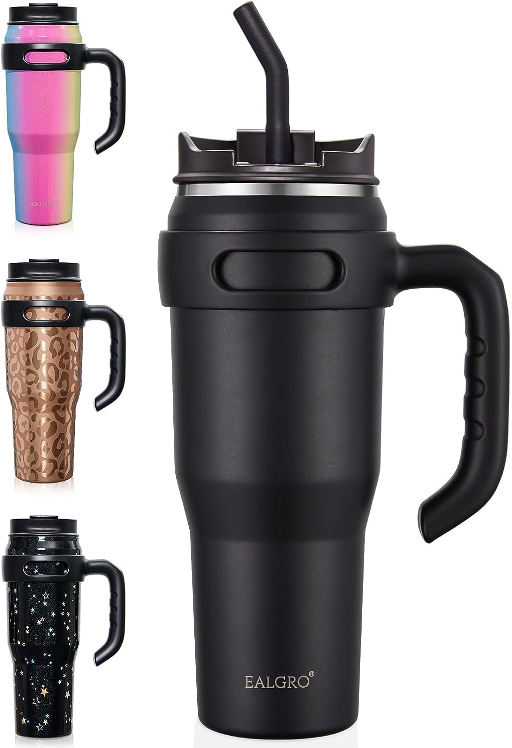 TumblerPro™: 40 Oz Insulated Tumbler with Handle - Stainless Steel Travel Mug with Straw & Lid