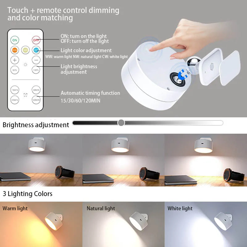 Transform Your Walls™: LED Rechargeable Wall Light with 3-in-1 Lighting Modes & Rotatable Design