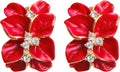 Gilded Garden™: 18K Gold Plated Enamel Leaf & Flower Earrings