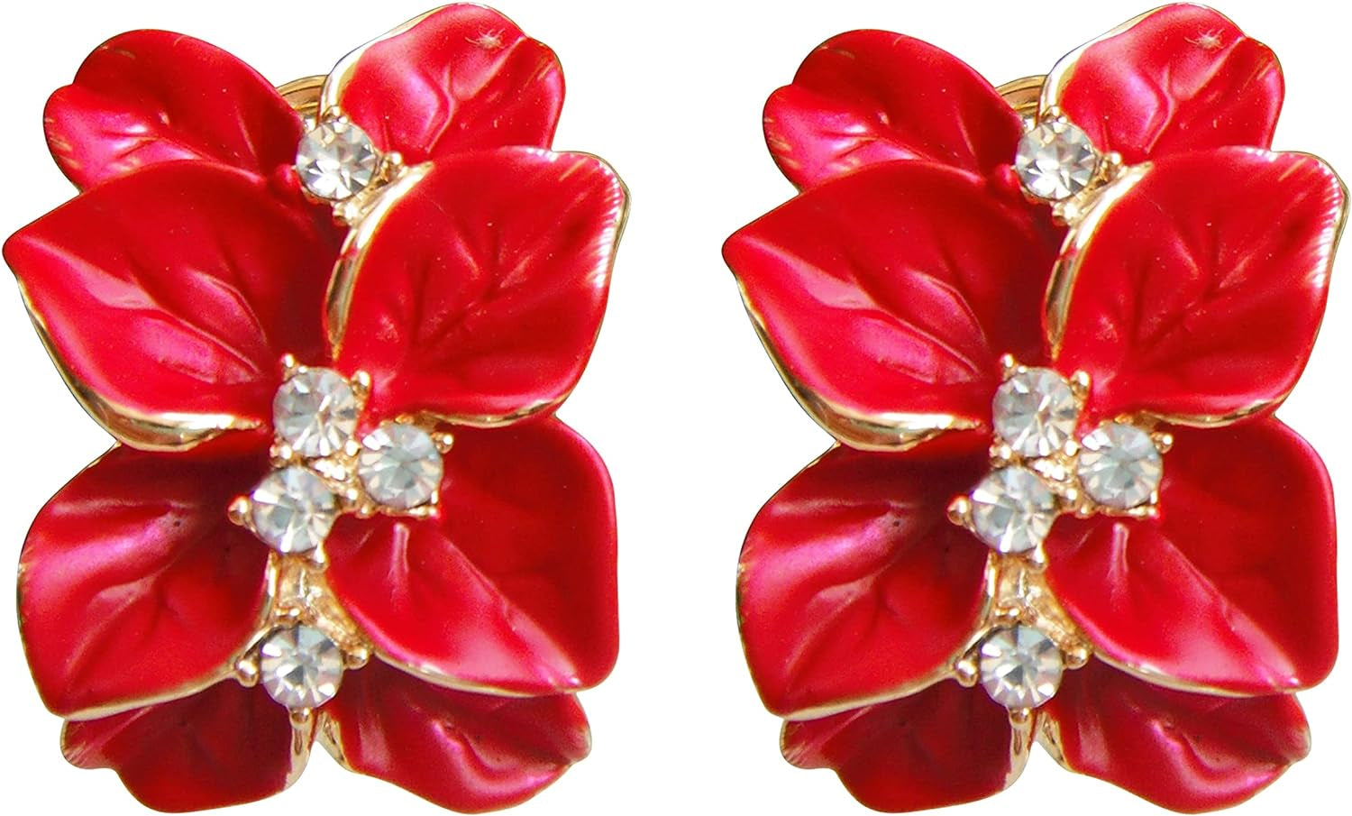 Gilded Garden™: 18K Gold Plated Enamel Leaf & Flower Earrings