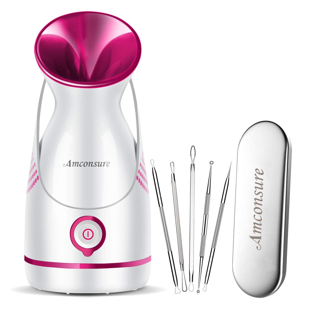 GlowGlam Facial Steamer™: Nano Ionic Facial Steamer and Humidifier - 5 Piece Stainless Steel Skin Kit