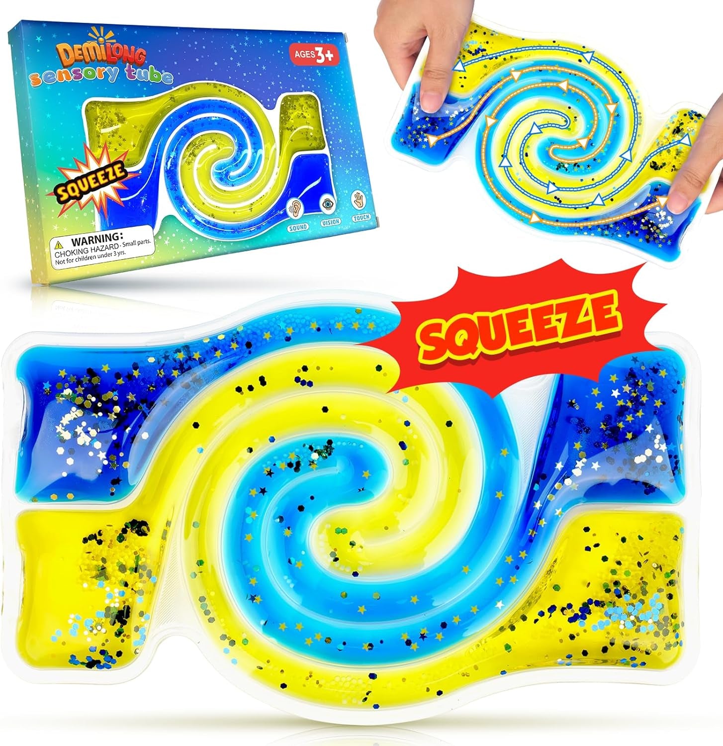 GooGlimmer™: Squishy Sensory Tube - Colorful Goo and Glitter Fidget Toy for Kids with Autism, ADHD - Perfect Goodie Bag and Easter Basket Stuffer