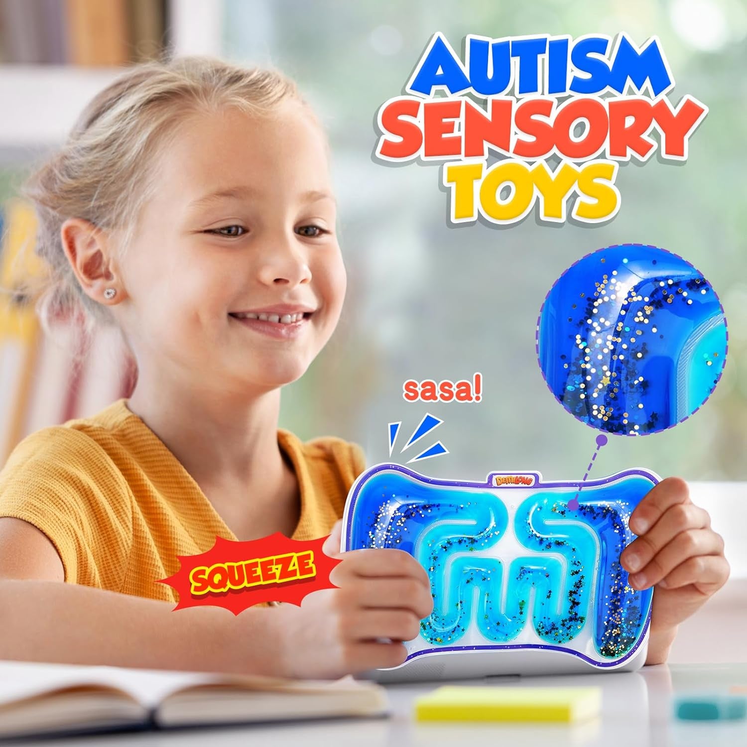 GooGlimmer™: Squishy Sensory Tube - Colorful Goo and Glitter Fidget Toy for Kids with Autism, ADHD - Perfect Goodie Bag and Easter Basket Stuffer