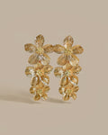 Triple Bloom™: Radiant Yellow Gold Flower Earrings