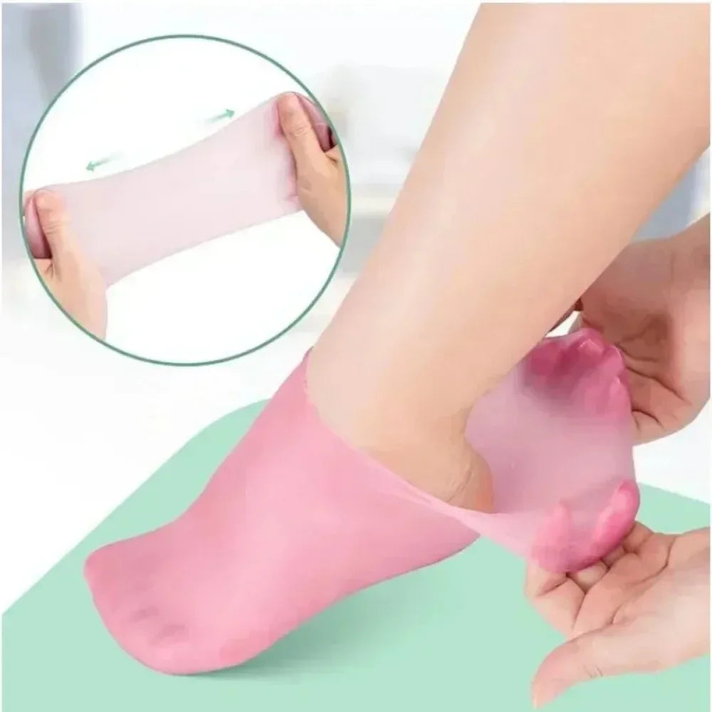 SpaSox™: Silicone Moisturizing Gel Socks - Exfoliate, Hydrate, and Protect Against Dry, Cracked Skin