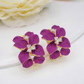 Gilded Garden™: 18K Gold Plated Enamel Leaf & Flower Earrings