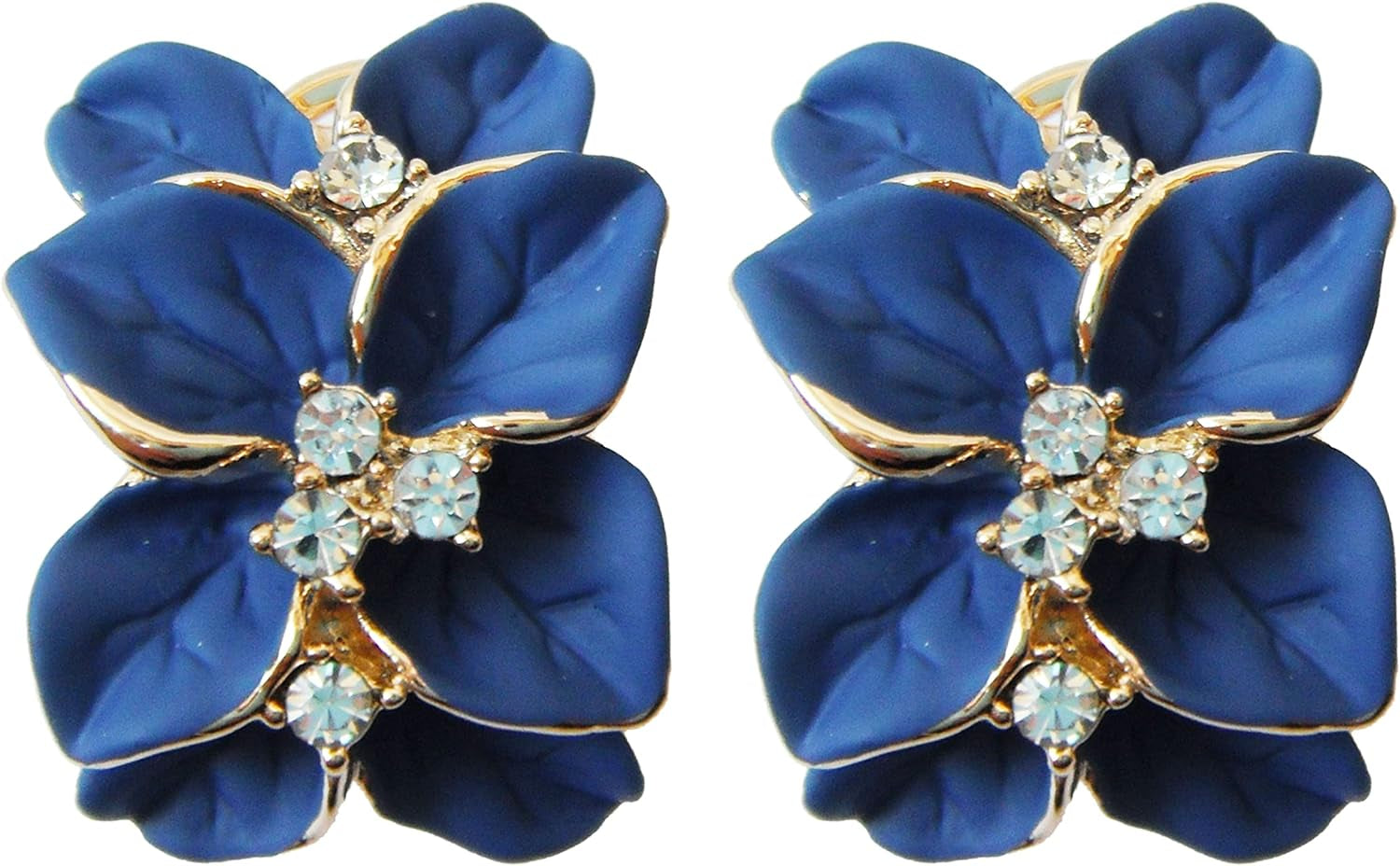 Gilded Garden™: 18K Gold Plated Enamel Leaf & Flower Earrings