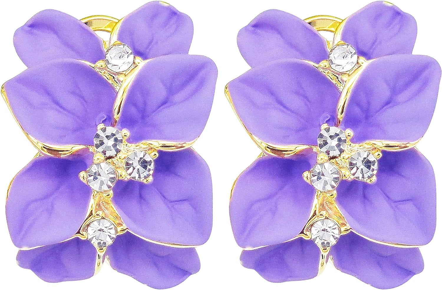 Gilded Garden™: 18K Gold Plated Enamel Leaf & Flower Earrings