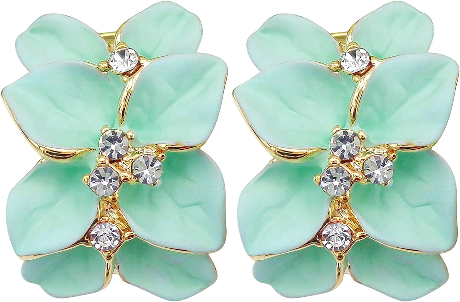 Gilded Garden™: 18K Gold Plated Enamel Leaf & Flower Earrings