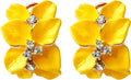 Gilded Garden™: 18K Gold Plated Enamel Leaf & Flower Earrings