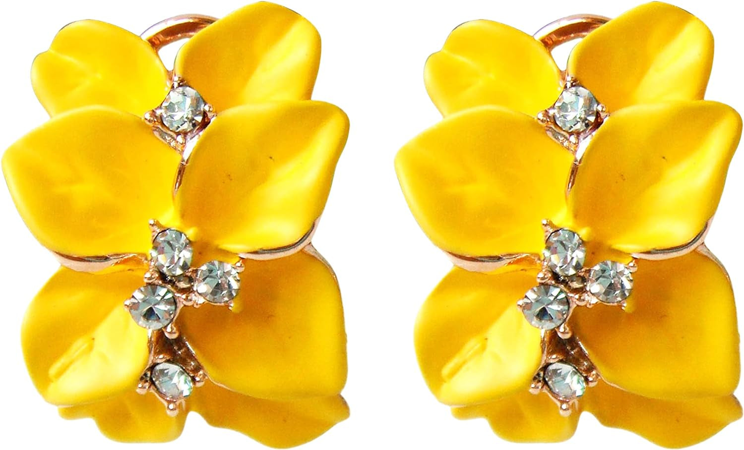 Gilded Garden™: 18K Gold Plated Enamel Leaf & Flower Earrings