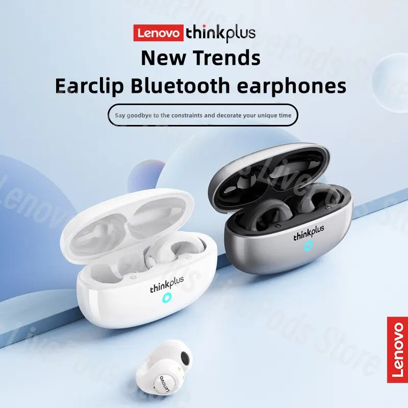 Open Ear Clip Wireless EarBuds Bluetooth 5.3, Sports Earphones Built-in Microphone with Earhooks & Ear Hook, Wireless Charging Case & Display, Effective fitness product