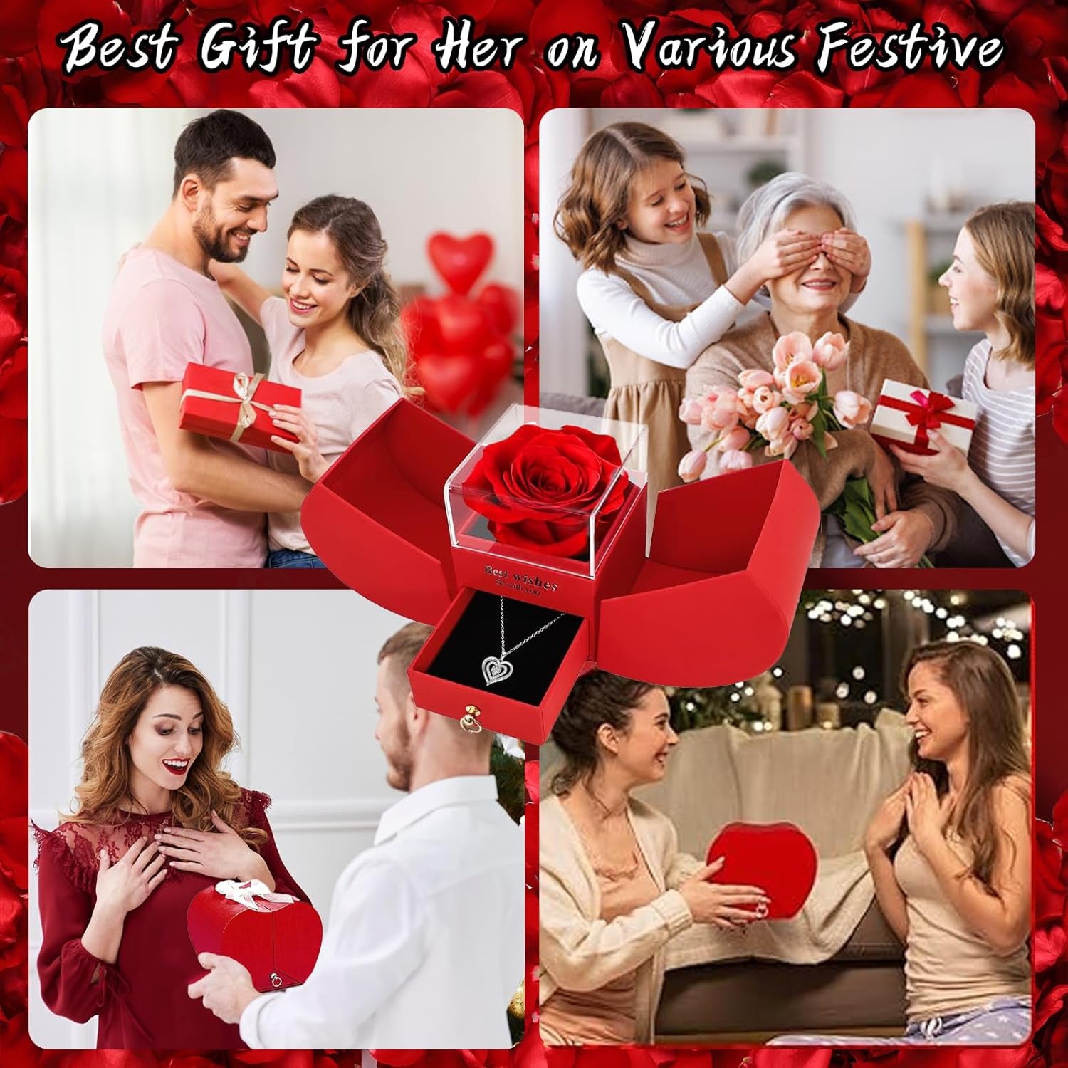 Love Everlasting™: Preserved Red Real Rose & Birthstone Necklace for Women 💖