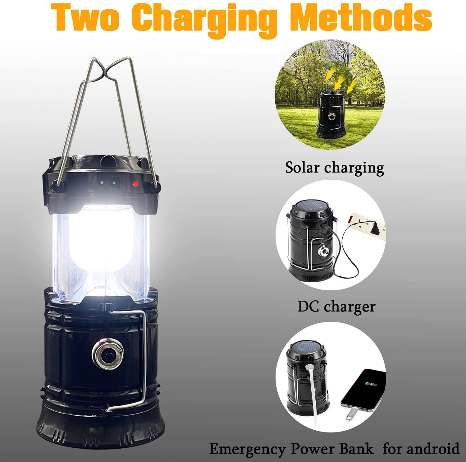 LightHaven™: Collapsible Portable LED Camping Lantern - Waterproof, Solar & USB Rechargeable, Ideal for Camping, Hiking, and Emergency Preparedness - 4-Pack