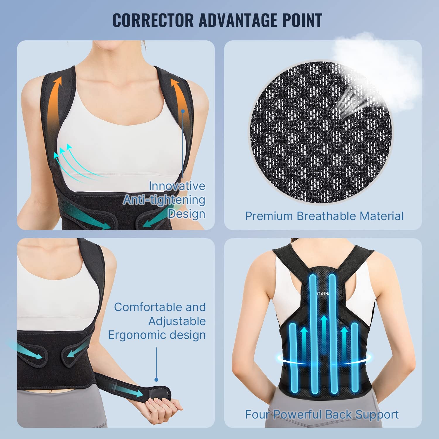 PosturePro™: Adjustable Back Brace & Shoulder Straightener for Complete Support and Pain Relief